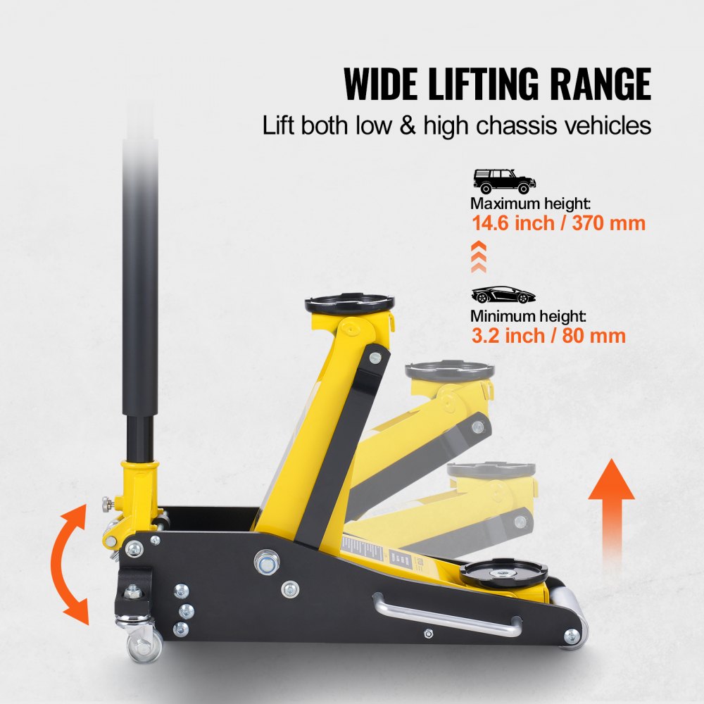 Low Profile Floor Jack 2 Ton Heavy Duty Dual Piston Rapid Pump