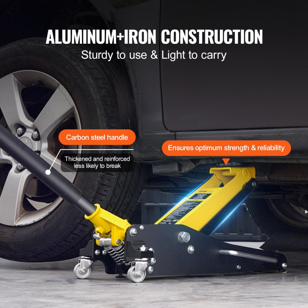 Low Profile Floor Jack 2 Ton Heavy Duty Dual Piston Rapid Pump