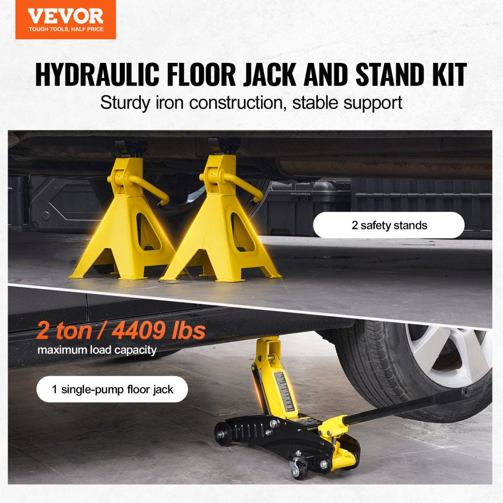 Low Profile Floor Jack 2 Ton Heavy Duty Single Piston Hydraulic Pump
