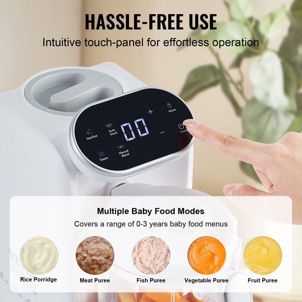 Baby Food Maker, 430W Baby Food Processor with 750 ml Tritan Bowl, SUS304 Stainless Steel, 5 in 1 Baby Food Puree Blender Steamer Grinder for Food, Fruit, Vegetable, Meat