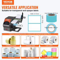 Automatic Label Dispenser, Width 0.2"-4.5"/5-115 mm, Length 0.2"/5 mm-∞, Automatic Label Stripper Label Separating Machine, Speed Adjustable Label Applicator for Transparent and Opaque Labels