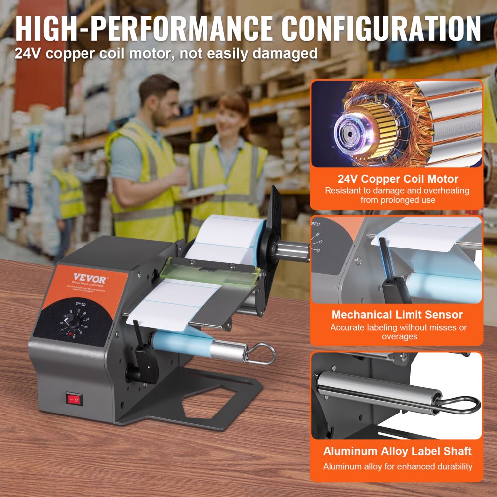 Automatic Label Dispenser, Width 0.2"-4.5"/5-115 mm, Length 0.2"/5 mm-∞, Automatic Label Stripper Label Separating Machine, Speed Adjustable Label Applicator for Transparent and Opaque Labels