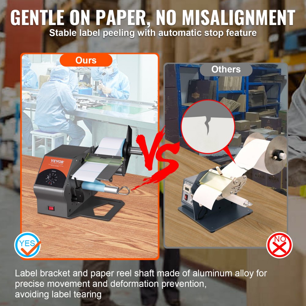 Automatic Label Dispenser, Width 0.2"-4.5"/5-115 mm, Length 0.2"/5 mm-∞, Automatic Label Stripper Label Separating Machine, Speed Adjustable Label Applicator for Transparent and Opaque Labels