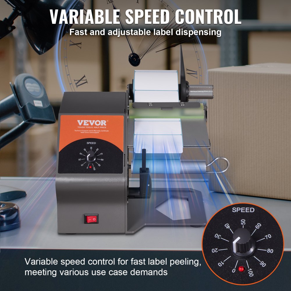 Automatic Label Dispenser, Width 0.2"-4.5"/5-115 mm, Length 0.2"/5 mm-∞, Automatic Label Stripper Label Separating Machine, Speed Adjustable Label Applicator for Transparent and Opaque Labels