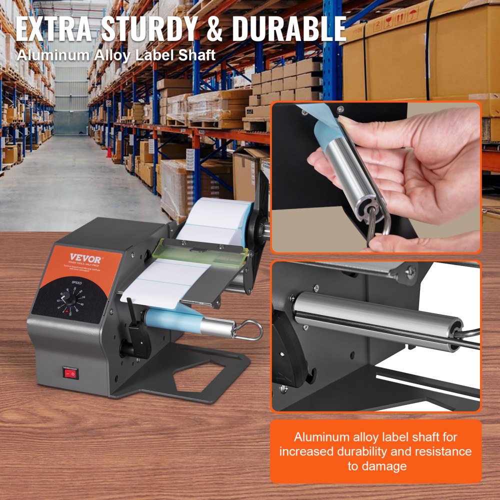 Automatic Label Dispenser, Width 0.2"-4.5"/5-115 mm, Length 0.2"/5 mm-∞, Automatic Label Stripper Label Separating Machine, Speed Adjustable Label Applicator for Transparent and Opaque Labels