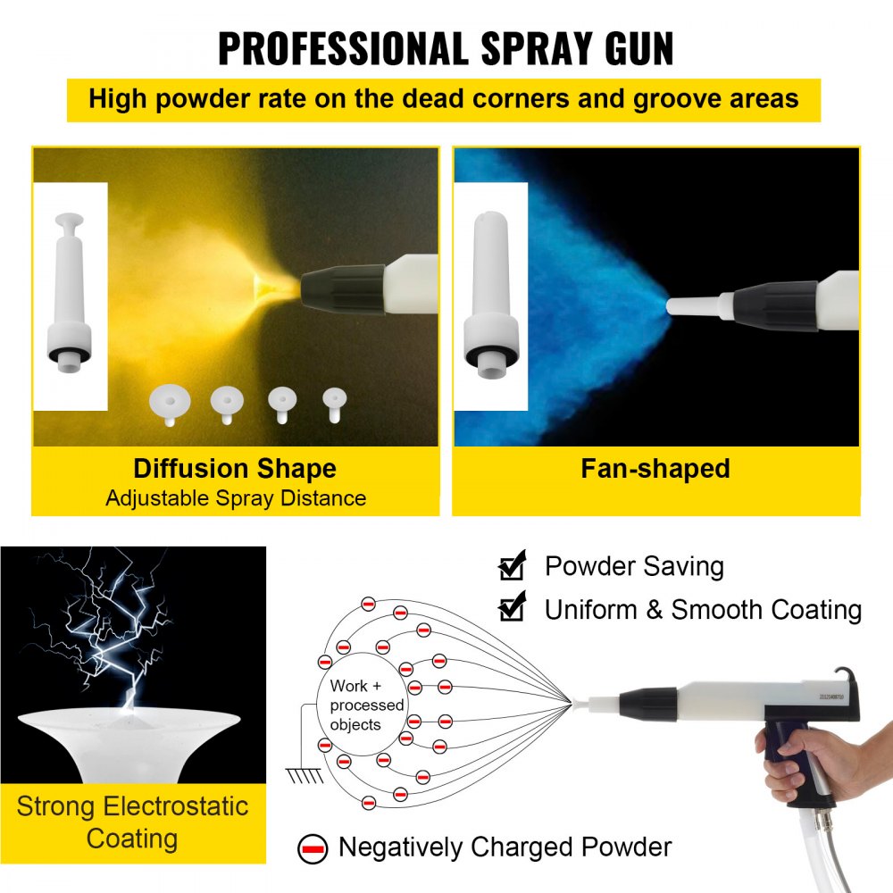 50W 45L Electrostatic Powder Coating Machine with Spraying Gun Paint 450g Per Minute WX-958 Powder Coating System (50W 45L)