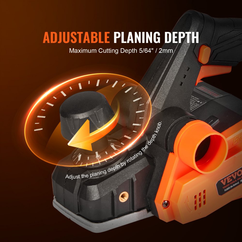 Cordless electric hand planer with a 3-1/4" width and 16500 RPM for precise woodworking.