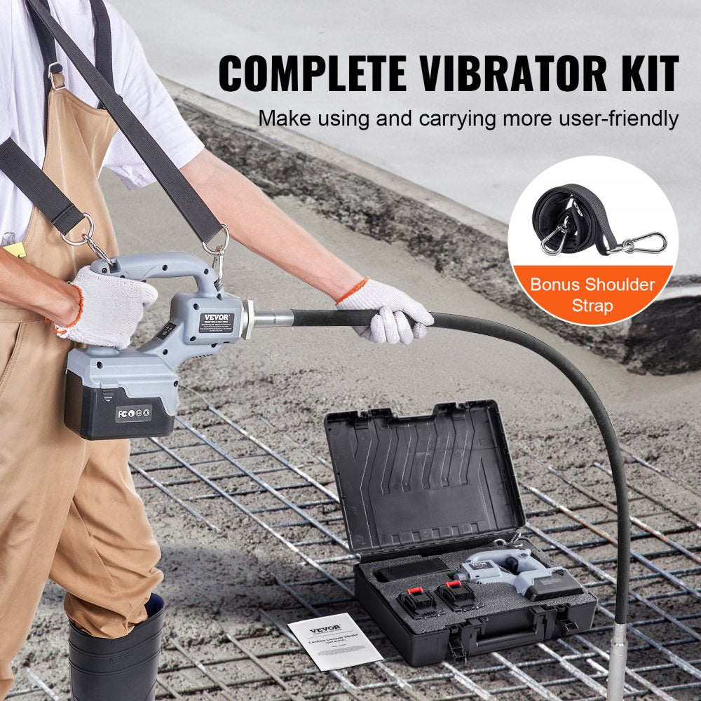 Cordless Concrete Vibrator, 5.6 ft, Electric Vibrator 15500 VPM, Electric Concrete Vibrating Tool With 1.4`` Diameter Shaft Rod, Portable Pencil Cement Vibrator Remove Air Bubble & Concrete