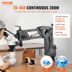 Multi-Directional Microscope with Spring Bracket Ring Light 7X-45X Jewelry
