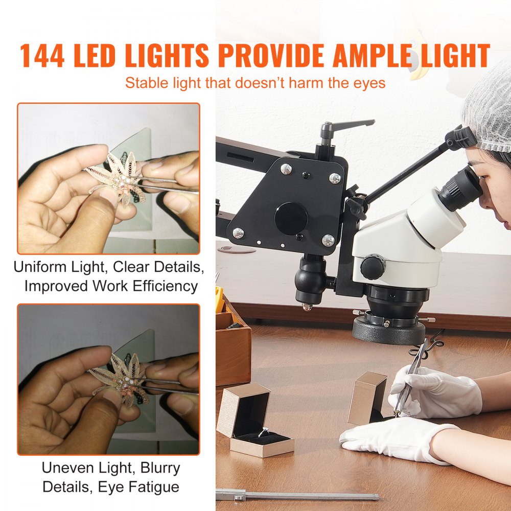 Multi-Directional Microscope with Spring Bracket Ring Light 7X-45X Jewelry