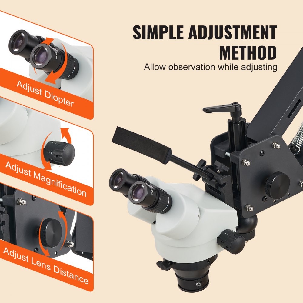 Multi-Directional Microscope with Spring Bracket Ring Light 7X-45X Jewelry