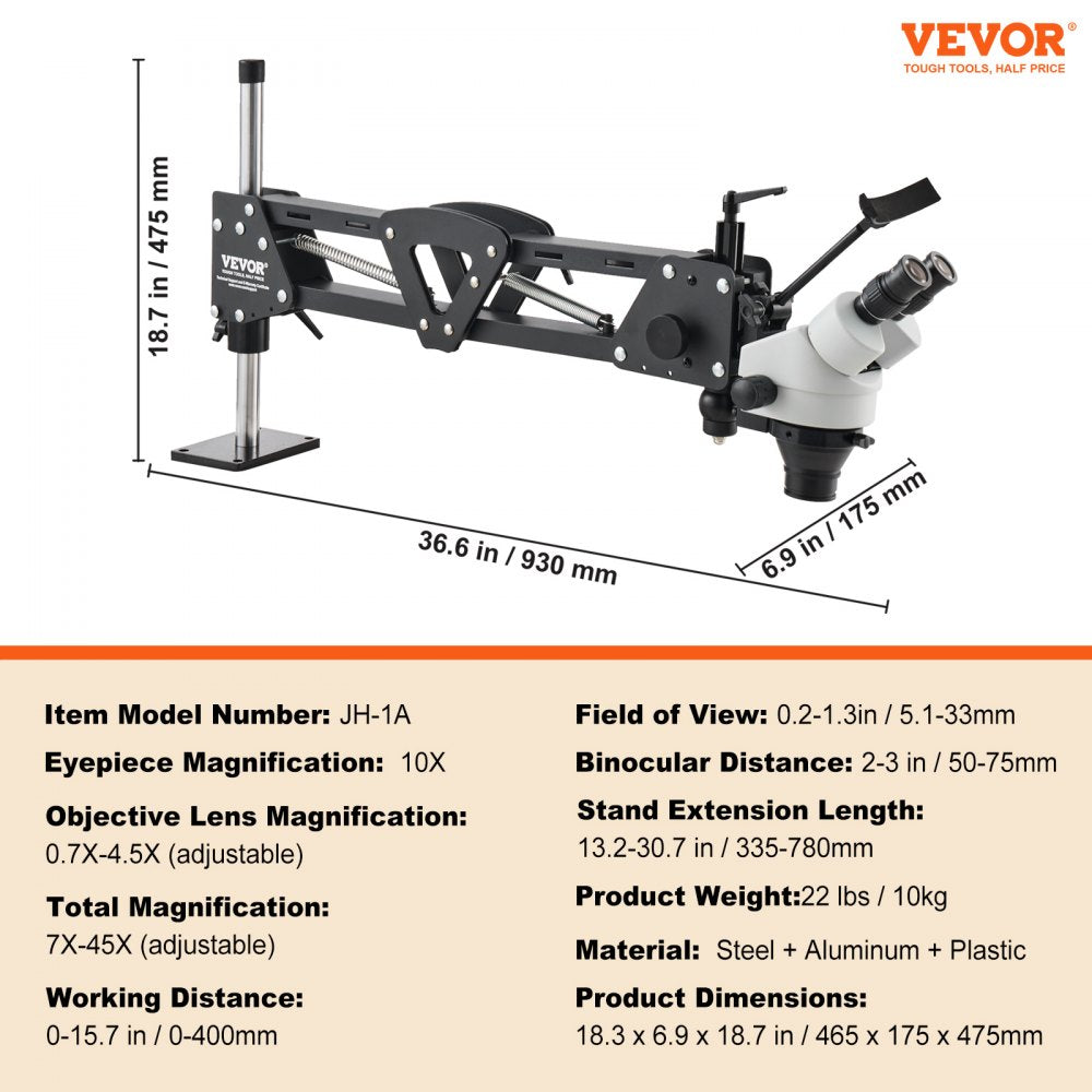 Multi-Directional Microscope with Spring Bracket Ring Light 7X-45X Jewelry