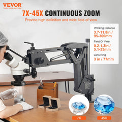 Multi-Directional Microscope Spring Bracket Ball Vise Ring Light 7X-45X
