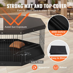 24-inch foldable metal dog playpen with 8 adjustable panels for secure pet exercise.