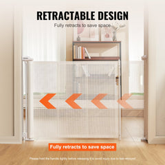 Retractable Baby Gate, 34.2" Tall Mesh Baby Gate, Extends up to 76.8" Wide Retractable Gate for Kids or Pets, Retractable Dog Gates for Indoor Stairs, Doorways, Hallways, Playrooms, White