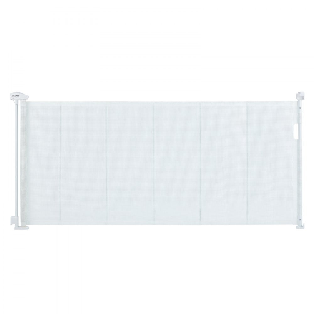 Retractable Baby Gate, 34.2" Tall Mesh Baby Gate, Extends up to 76.8" Wide Retractable Gate for Kids or Pets, Retractable Dog Gates for Indoor Stairs, Doorways, Hallways, Playrooms, White