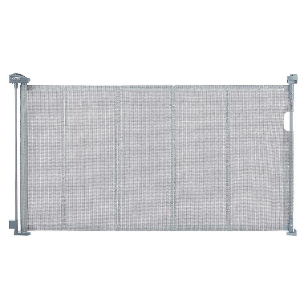 Retractable Baby Gate, 34.2" Tall Mesh Baby Gate, Extends up to 60" Wide Retractable Gate for Kids or Pets, Retractable Dog Gates for Indoor Stairs, Doorways, Hallways, Playrooms, Gray