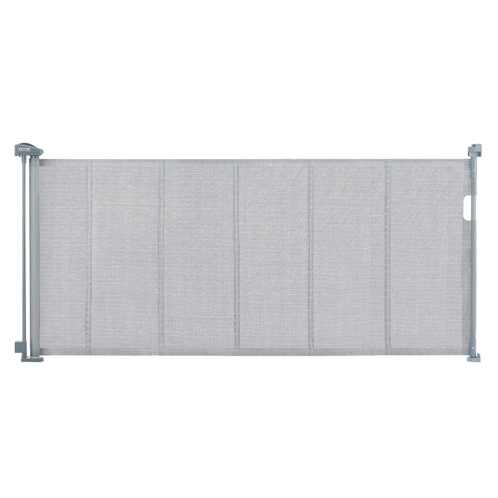 Retractable Baby Gate, 34.2" Tall Mesh Baby Gate, Extends up to 76.8" Wide Retractable Gate for Kids or Pets, Retractable Dog Gates for Indoor Stairs, Doorways, Hallways, Playrooms, Gray
