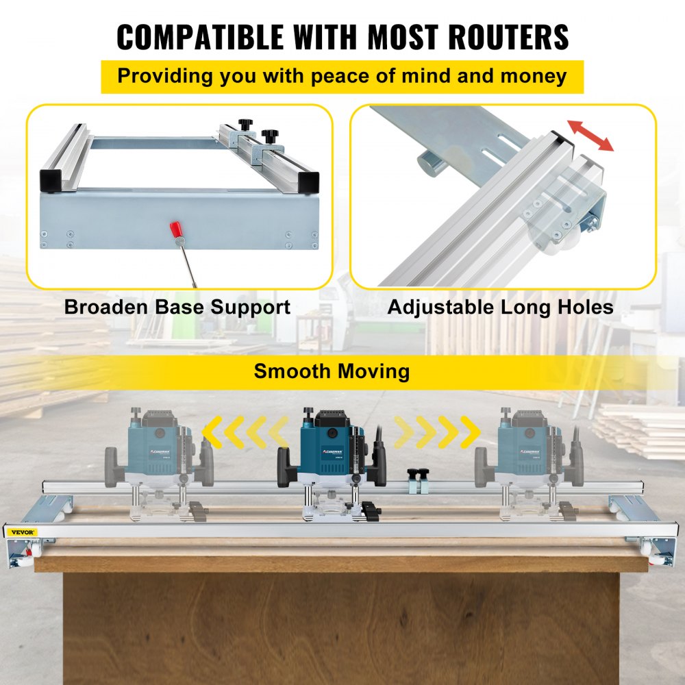Bostome 60" router sled with aluminum and iron construction and smooth-moving wheels.