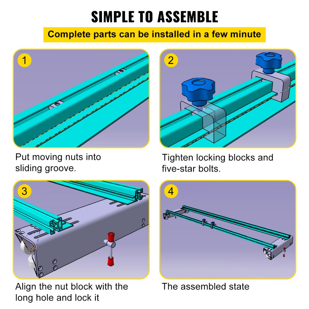 Bostome 60" Router Sled with aluminum and iron construction, featuring smooth wheels and locking handle.