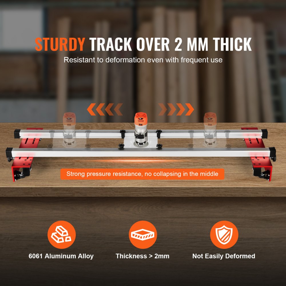 Bostome 60" router sled with adjustable clamping and durable aluminum construction for woodworking.