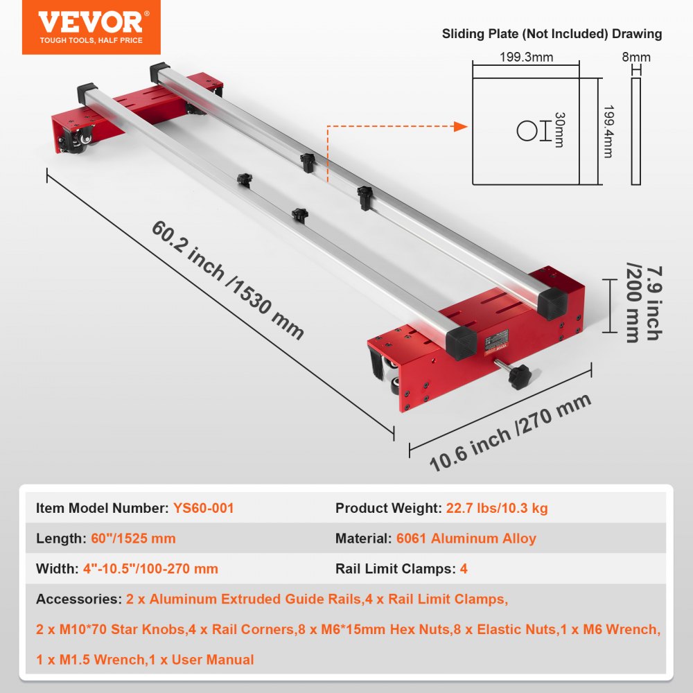 Bostome 60" router sled with adjustable clamping and durable aluminum construction for woodworking.