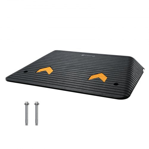Rubber Threshold Ramp, 4" Rise Wheelchair Ramp Doorway, Recycled Rubber Power Curb Ramp Rated 33069 Lbs Load Capacity, Non-Slip Textured Surface Rubber Ramp for Wheelchair Car Scooter