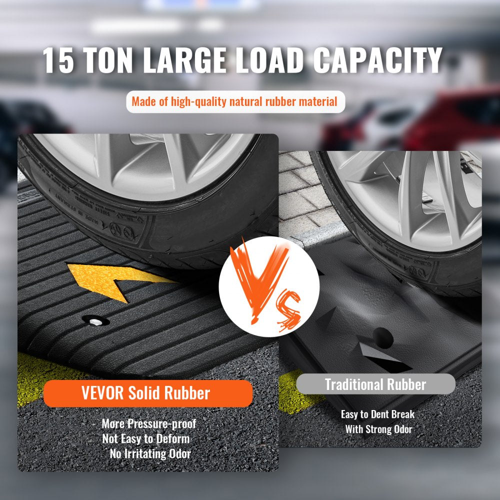 Rubber Threshold Ramp, 4" Rise Wheelchair Ramp Doorway, Recycled Rubber Power Curb Ramp Rated 33069 Lbs Load Capacity, Non-Slip Textured Surface Rubber Ramp for Wheelchair Car Scooter