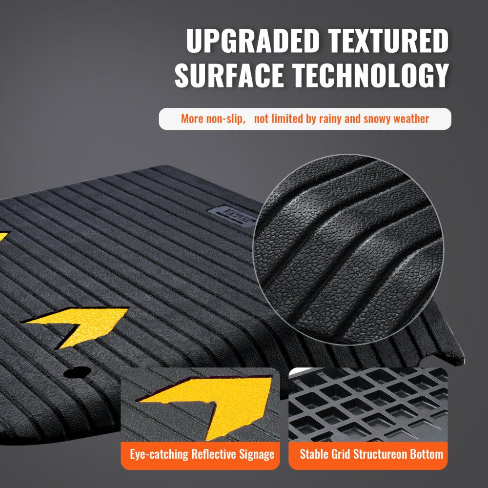 Rubber Threshold Ramp, 4" Rise Wheelchair Ramp Doorway, Recycled Rubber Power Curb Ramp Rated 33069 Lbs Load Capacity, Non-Slip Textured Surface Rubber Ramp for Wheelchair Car Scooter