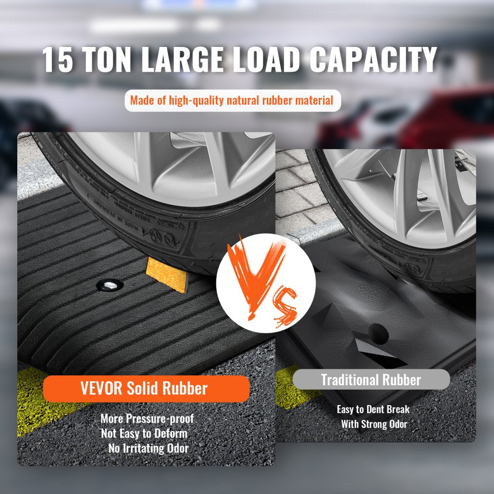 Upgraded Rubber Threshold Ramp, 3" Rise Door Ramp with 1 Channel, Natural Rubber Car Ramp with Non-Slip Textured Surface, 33069 lbs Load Capacity Curb Ramp for Wheelchair and Scooter