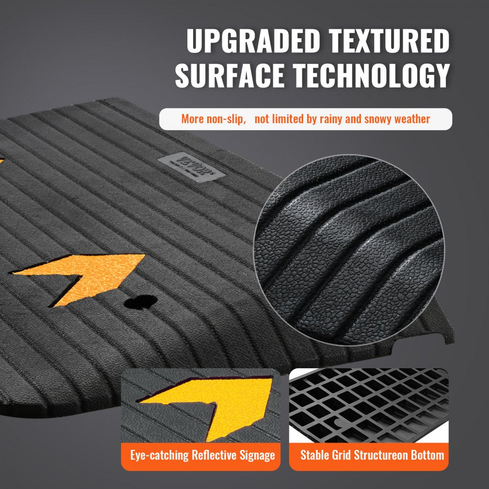 Upgraded Rubber Threshold Ramp, 3" Rise Door Ramp with 1 Channel, Natural Rubber Car Ramp with Non-Slip Textured Surface, 33069 lbs Load Capacity Curb Ramp for Wheelchair and Scooter
