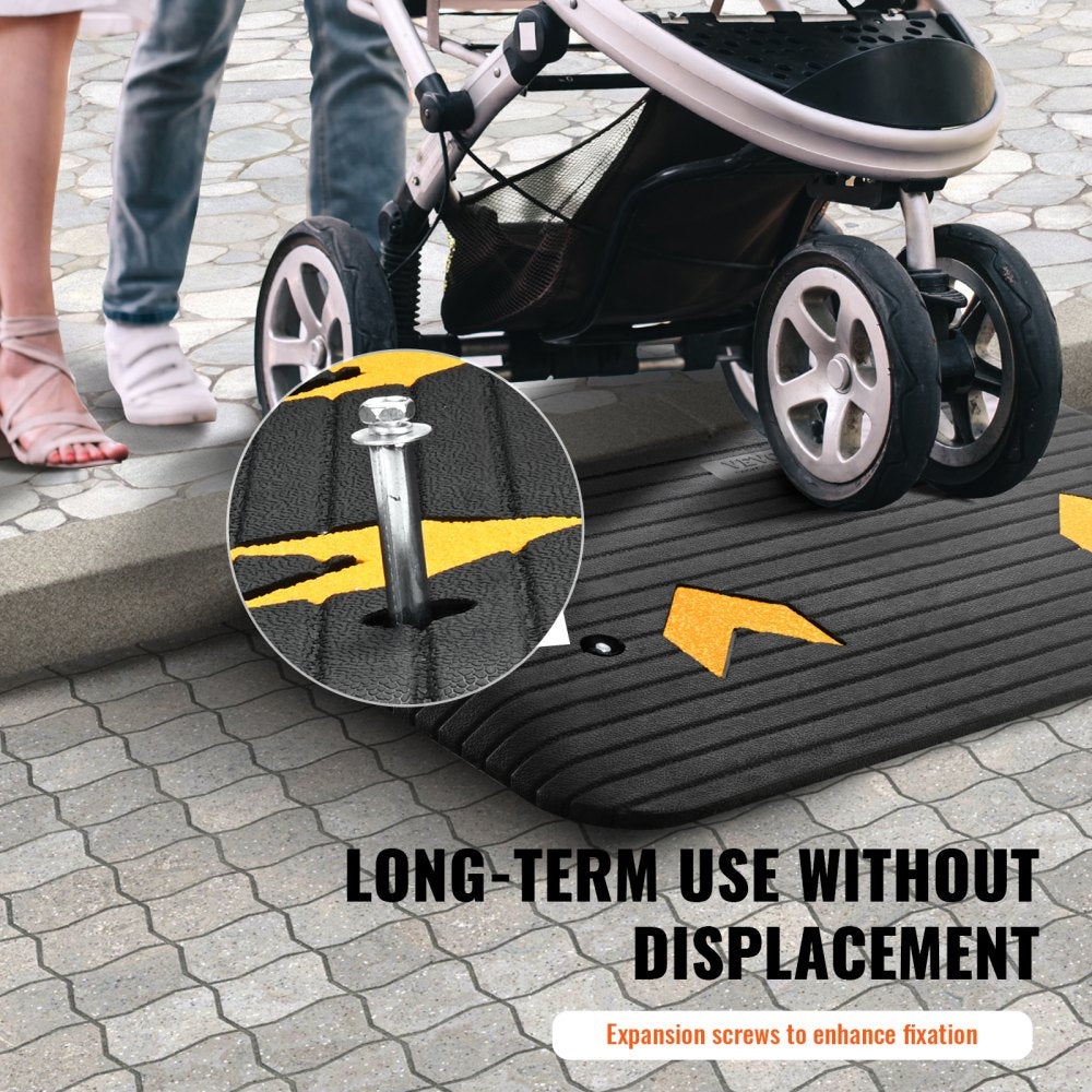 Upgraded Rubber Threshold Ramp, 3" Rise Door Ramp with 1 Channel, Natural Rubber Car Ramp with Non-Slip Textured Surface, 33069 lbs Load Capacity Curb Ramp for Wheelchair and Scooter