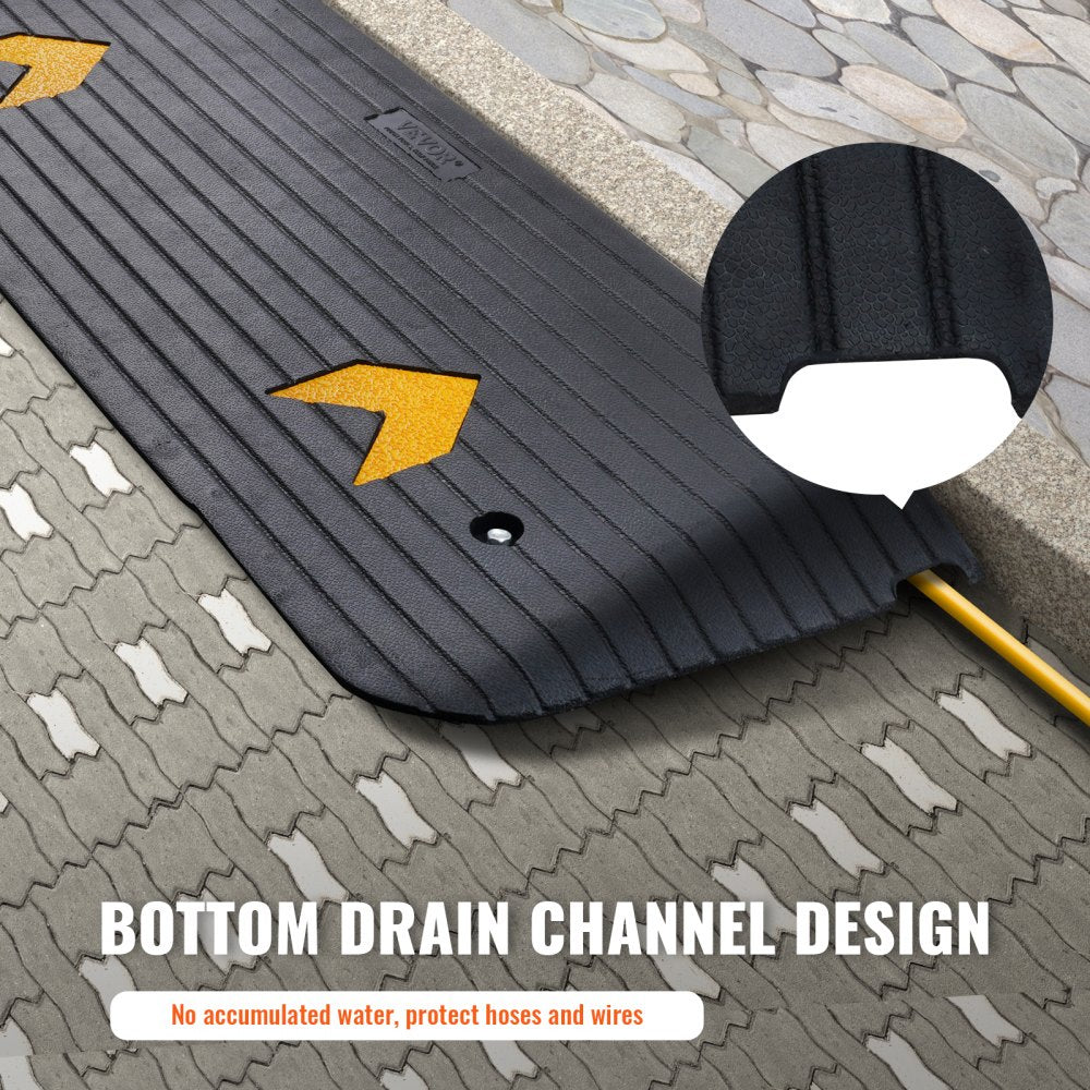 Rubber Threshold Ramp, 2" Rise Threshold Ramp Doorway, Recycled Rubber Power Threshold Ramp Rated 33069 lbs Load Capacity, Non-Slip Surface Rubber Solid Threshold Ramp for Wheelchair and Scooter