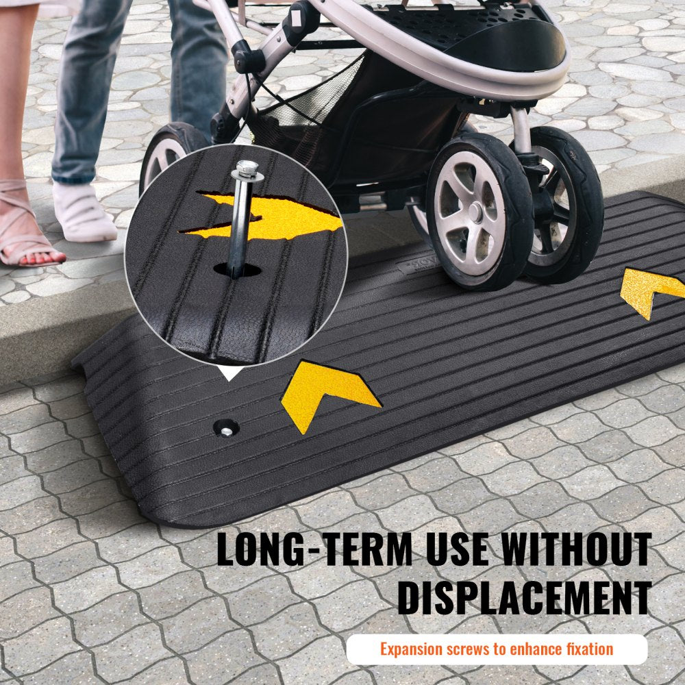 Rubber Threshold Ramp, 2" Rise Threshold Ramp Doorway, Recycled Rubber Power Threshold Ramp Rated 33069 lbs Load Capacity, Non-Slip Surface Rubber Solid Threshold Ramp for Wheelchair and Scooter