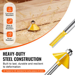 15-piece carbide router bit set with 1/4" shank and durable storage case for woodworking.
