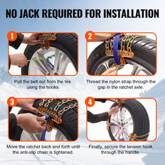 8 PCS Snow Chains Tire Width 9.2-11.2in/235-28mm for Car/Pickup/SUV/Truck