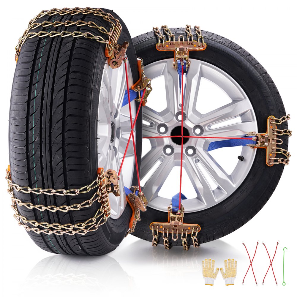16 PCS Snow Chains Tire Width 8-8.8 in/205-225 mm for Car/Pickup/SUV/Truck