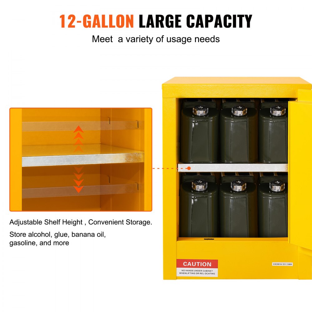 16.9" x 16.9" x 22" Flammable Cabinet Galvanized Steel, Safety Cabinet, Adjustable Shelf Flammable Storage Cabinet, for Commercial Industrial and Home Use