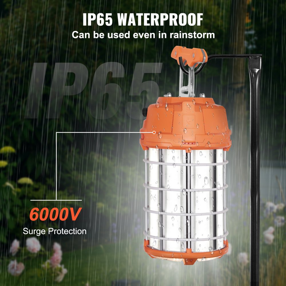 LED Temporary Work Light, 150W, 20000lm Construction Lights, 5000K Portable Super Bright & Waterproof & Connected Up to 6 lights, Hanging Job Site Lighting for Indoor and Outdoor Lighting