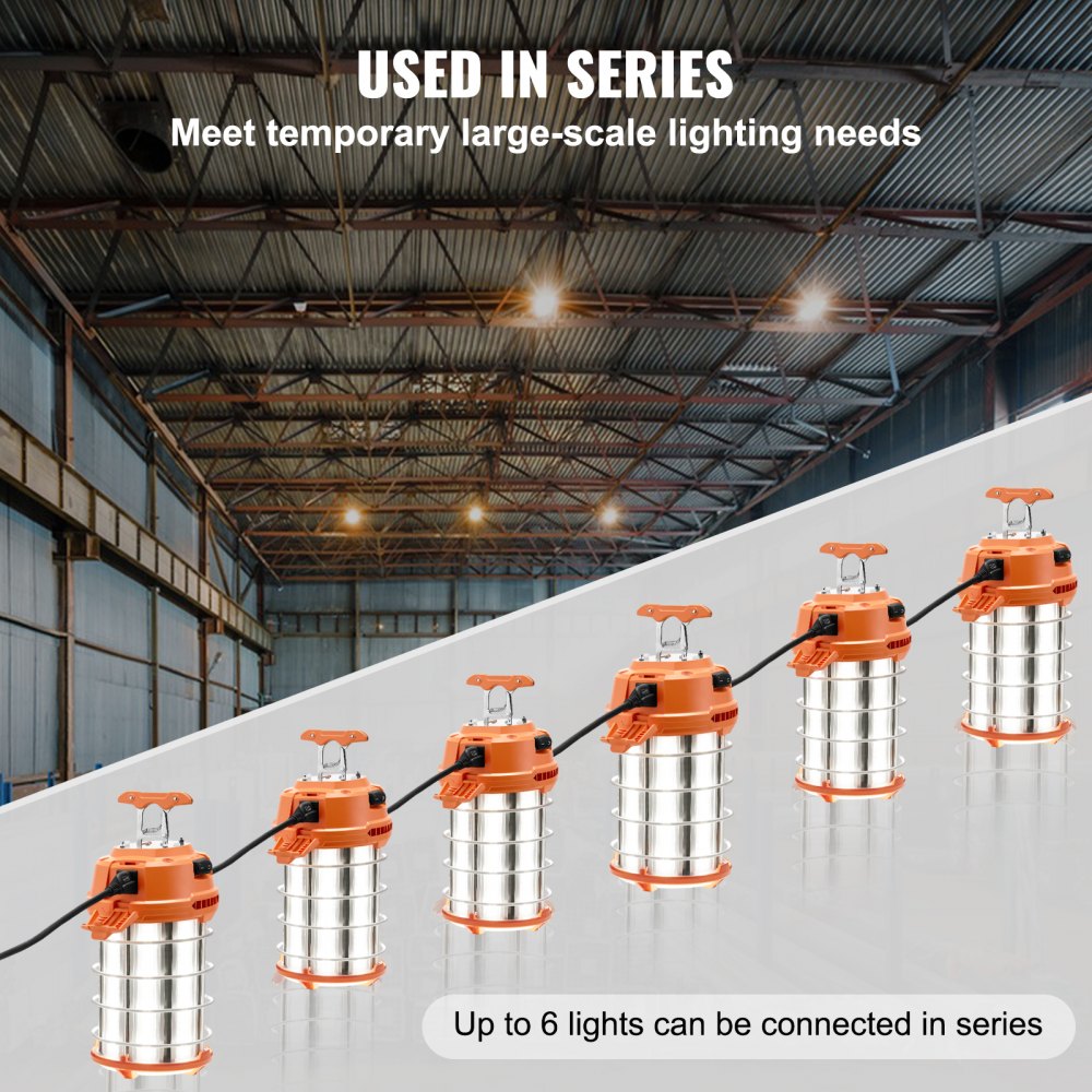 LED Temporary Work Light, 150W, 20000lm Construction Lights, 5000K Portable Super Bright & Waterproof & Connected Up to 6 lights, Hanging Job Site Lighting for Indoor and Outdoor Lighting