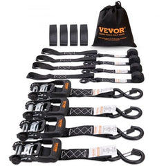 Ratchet Tie Down Straps (4PK), 5208 lb Max Break Strength, Includes 4 Premium 1.6" x 8` Rachet Tie Downs with Padded Handles, for Moving Securing Cargo, Appliances, Lawn Equipment, Motorcycle