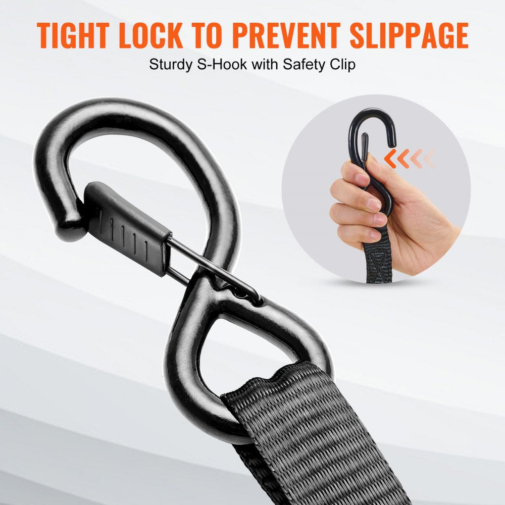 Ratchet Tie Down Straps (4PK), 2200 lb Max Break Strength, Includes 4 Premium 1" x 15` Rachet Tie Downs with Padded Handles, for Moving Securing Cargo, Appliances, Lawn Equipment, Motorcycle