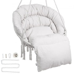 Hammock Swinging Chair Macramé Hanging Chair with Cushion Indoor & Outdoor