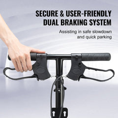 Folding Knee Scooter, Aluminum Steerable Knee Walker with Height-Adjustable Handlebar & Knee Pad, 12" All-Terrain Wheels, Dual Brakes, Leg Recovery Scooter for Broken Ankle Foot Injuries, 350LBS