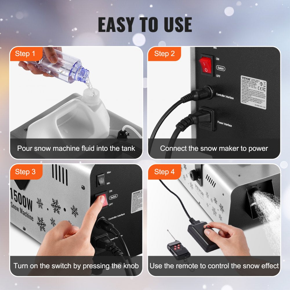 Snow Machine 1500W Wireless Remote Handheld Hanging Snow Making Machine