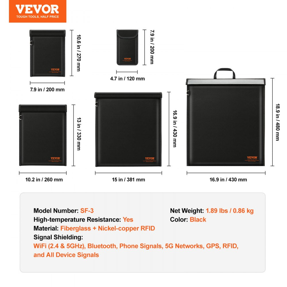 Faraday Bag, 4 Pack Faraday Pouch Set for Laptop(16.9x15), Tablet(13x10.2), Phone(7.9x4.7) & Radio(10.6x7.9), Fireproof Signal Blocking Holder Faraday Pouch for Anti-Theft & Anti-Hacking