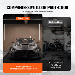 Black 3mm SBR rubber garage flooring roll with a diamond plate pattern for durability and grip.