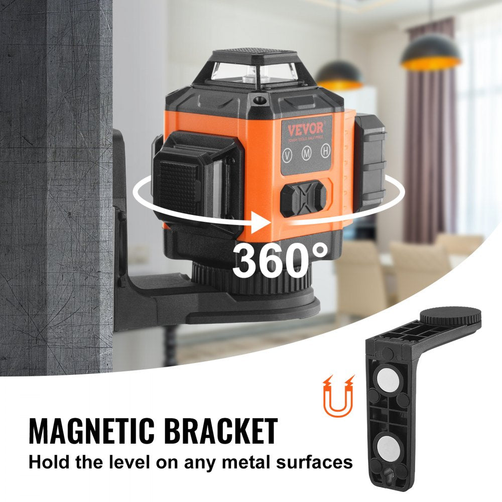 100ft Self Leveling Laser Level, Manual Green 3 x 360° Cross Line Laser, Remote Control Manual Self-leveling Mode & IP54 Waterproof 8h Continuous Working Time Line Laser, Battery/Stand Included