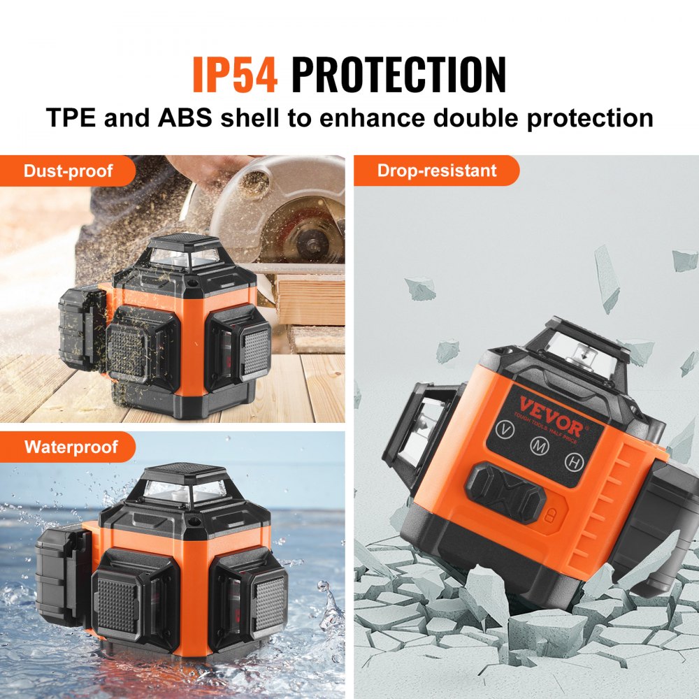 100ft Self Leveling Laser Level, Manual Green 3 x 360° Cross Line Laser, Remote Control Manual Self-leveling Mode & IP54 Waterproof 8h Continuous Working Time Line Laser, Battery/Stand Included