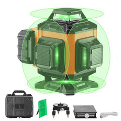Bostome 16-line green laser level with self-leveling, 100ft range, and IP54 waterproof rating.